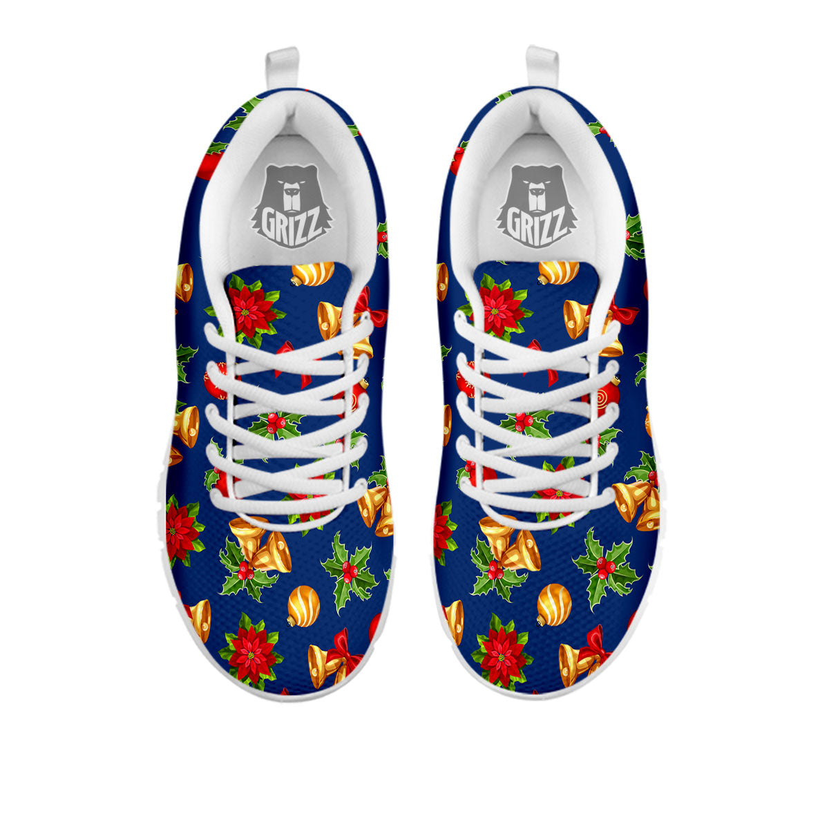 Poinsettia Merry Christmas Print Pattern White Sneaker-grizzshop