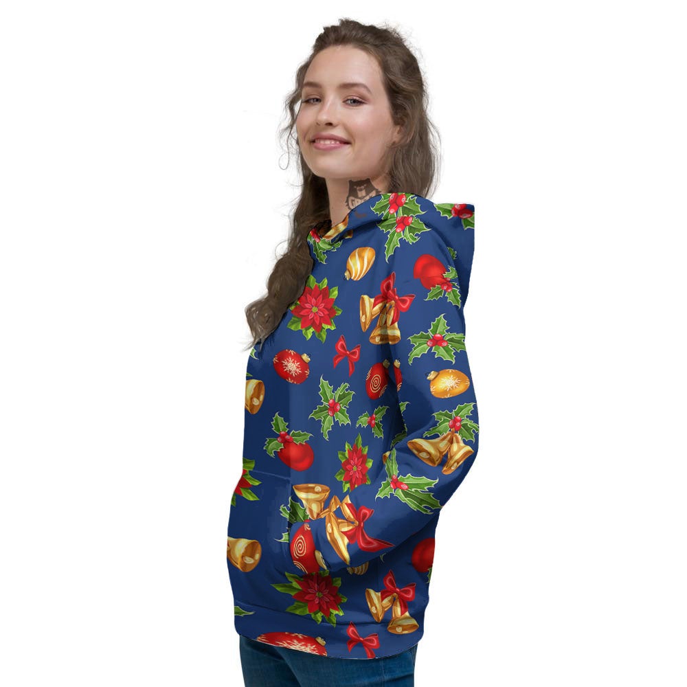 Poinsettia Merry Christmas Print Pattern Women's Hoodie-grizzshop