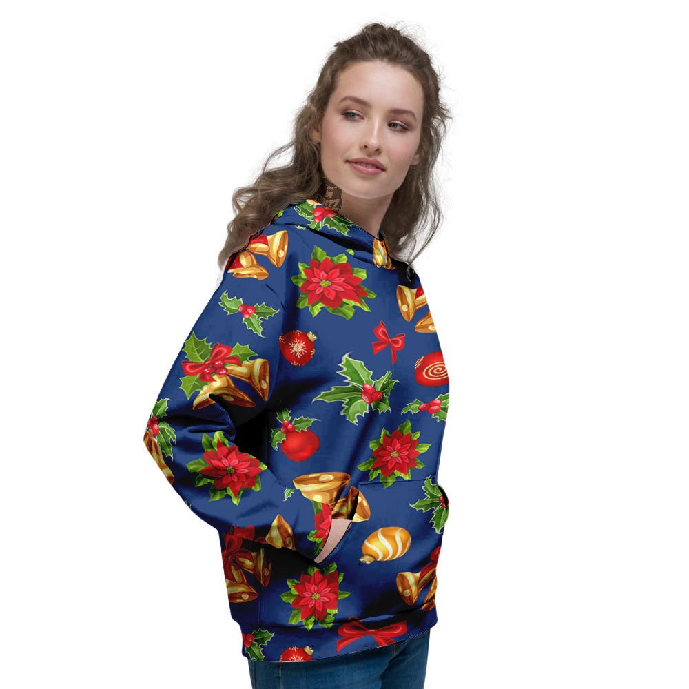 Poinsettia Merry Christmas Print Pattern Women's Hoodie-grizzshop