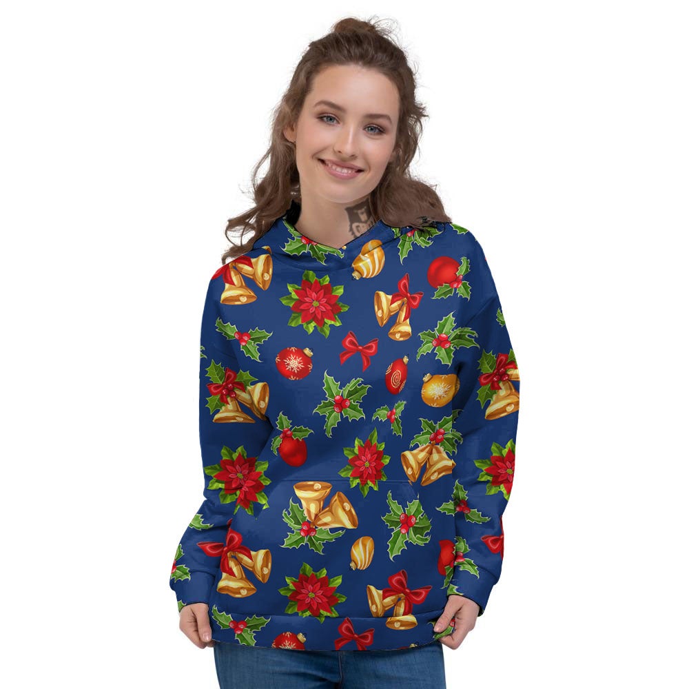 Poinsettia Merry Christmas Print Pattern Women's Hoodie-grizzshop