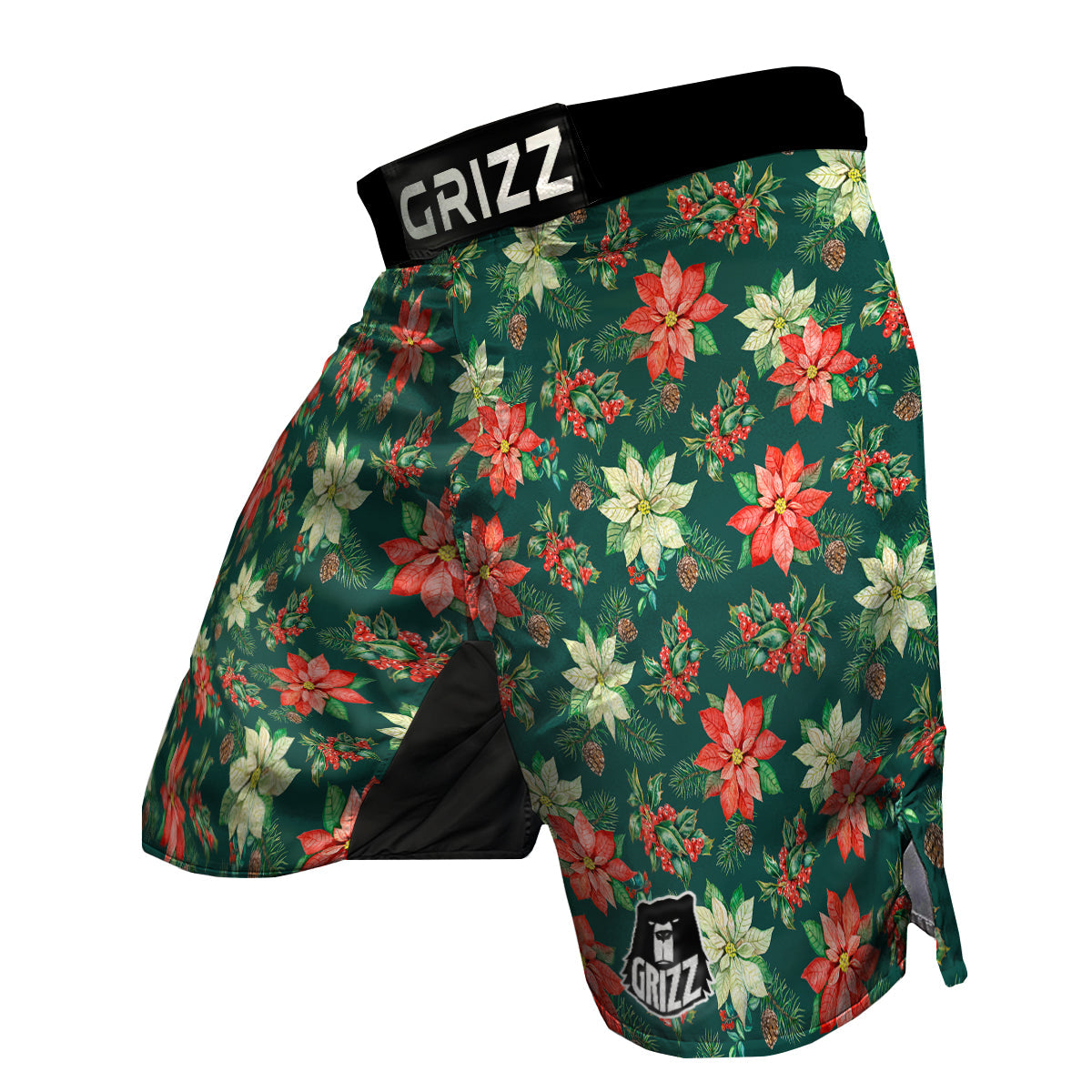 Poinsettia Watercolor Print Pattern MMA Shorts-grizzshop