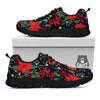 Poinsettia Xmas Print Pattern Black Sneaker-grizzshop