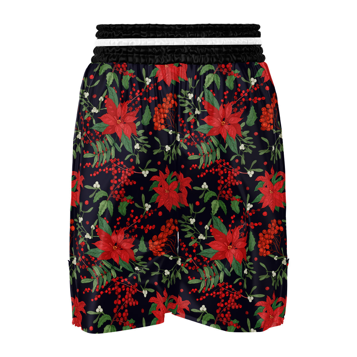 Poinsettia Xmas Print Pattern Boxing Shorts-grizzshop