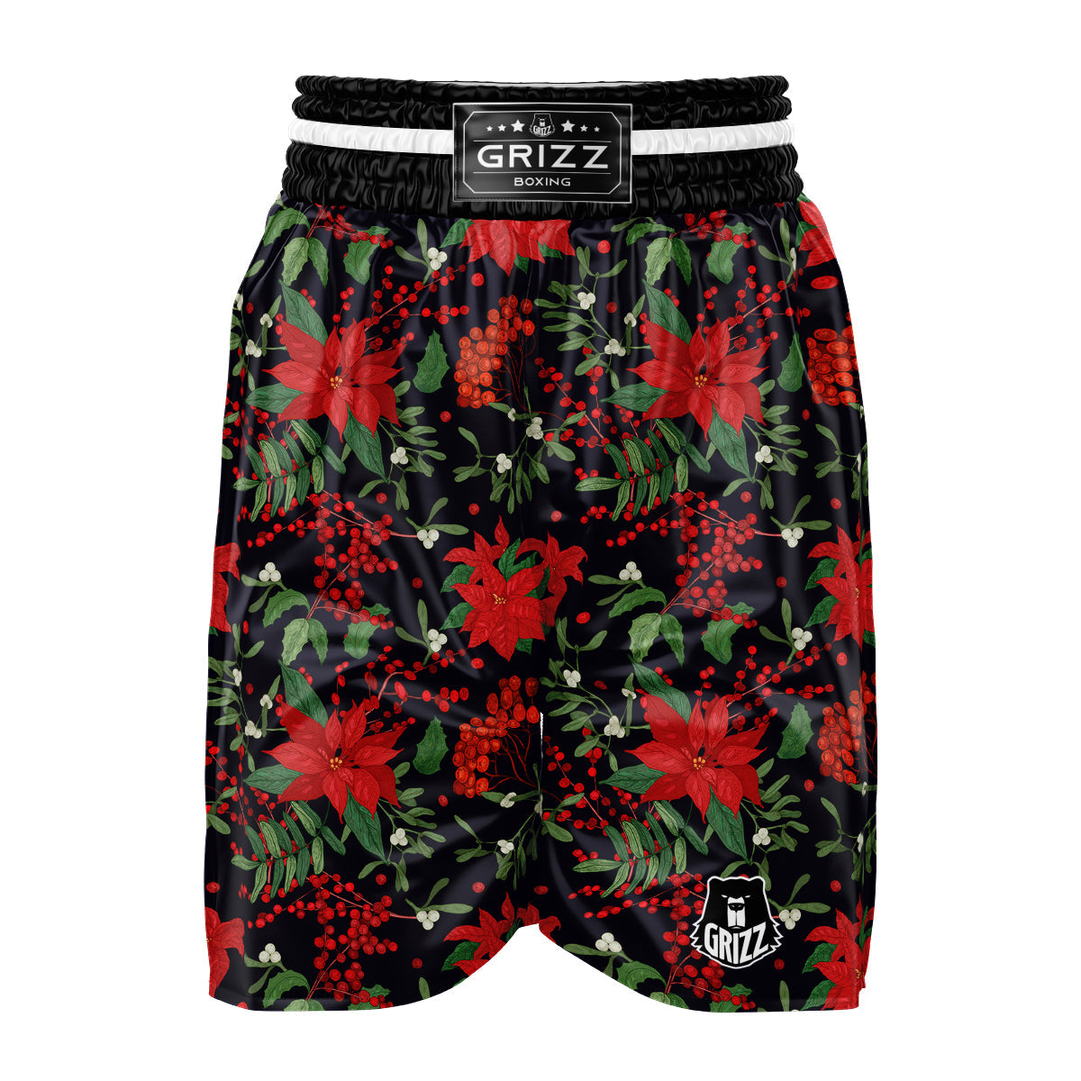 Poinsettia Xmas Print Pattern Boxing Shorts-grizzshop