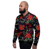 Poinsettia Xmas Print Pattern Men's Bomber Jacket-grizzshop