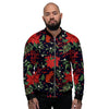 Poinsettia Xmas Print Pattern Men's Bomber Jacket-grizzshop