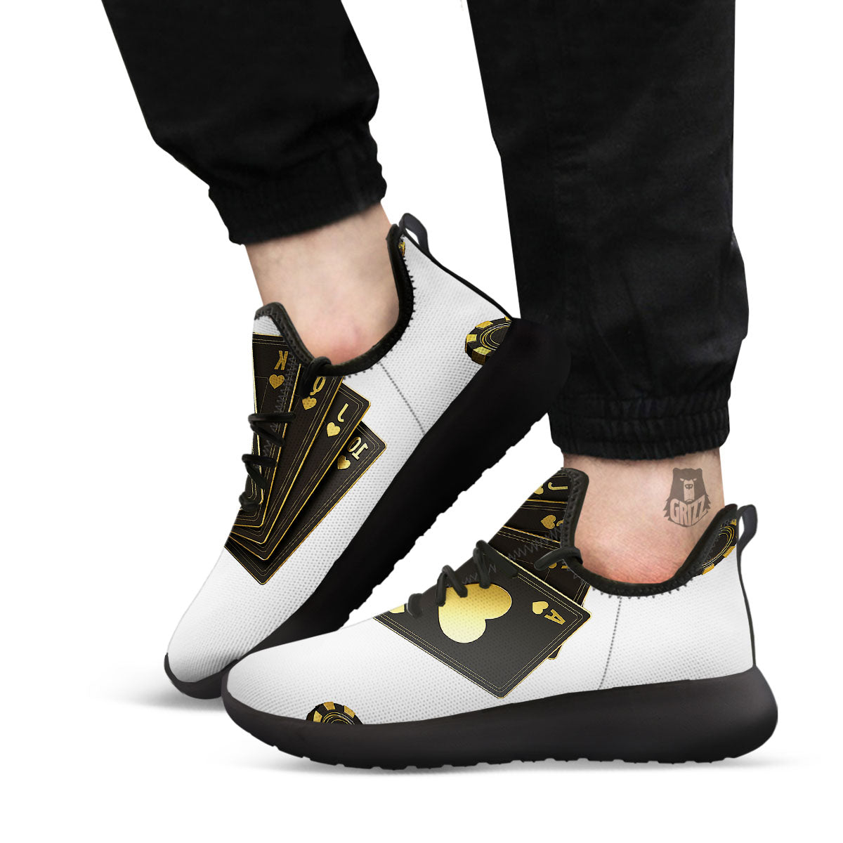 Poker Cards Print Black Athletic Shoes-grizzshop