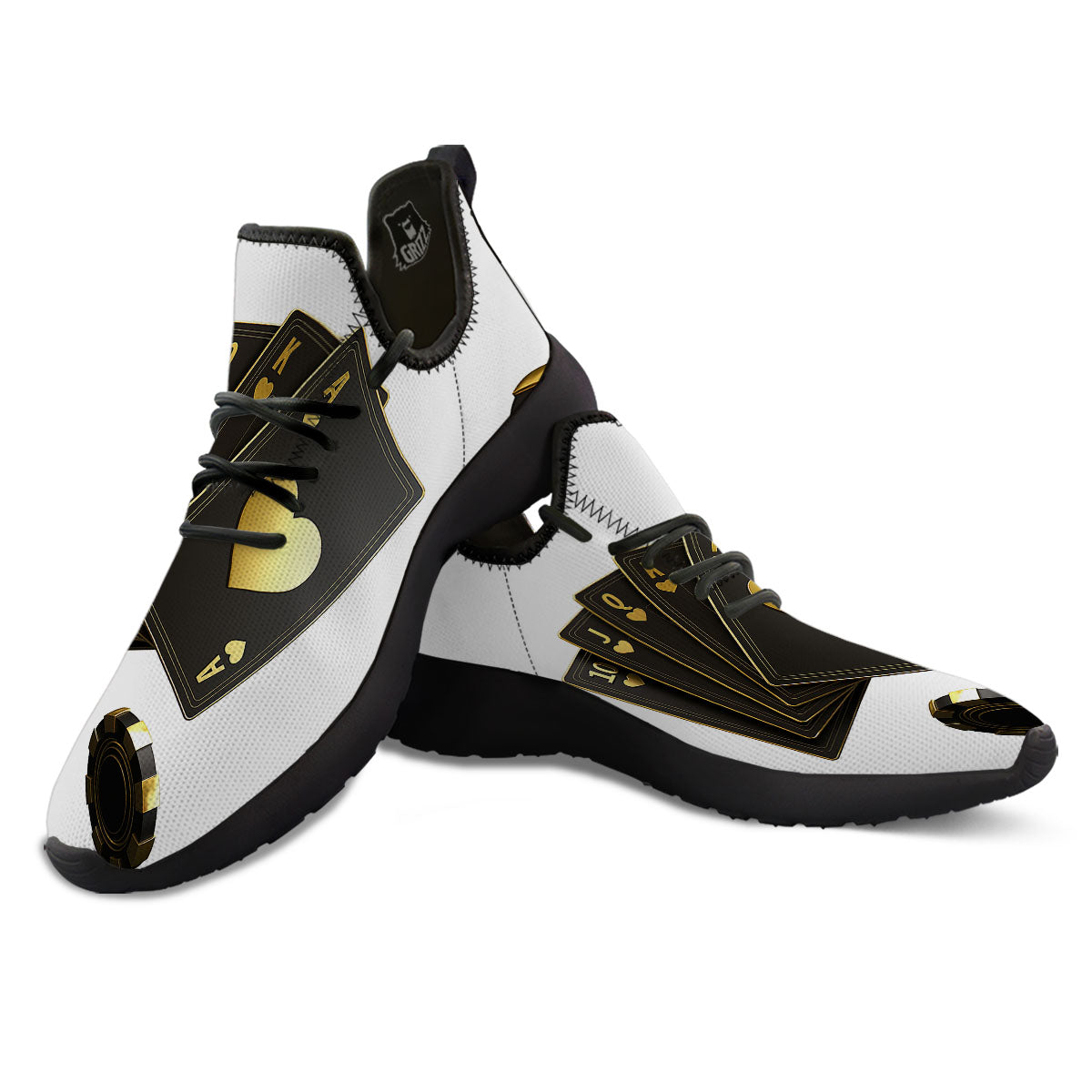 Poker Cards Print Black Athletic Shoes-grizzshop