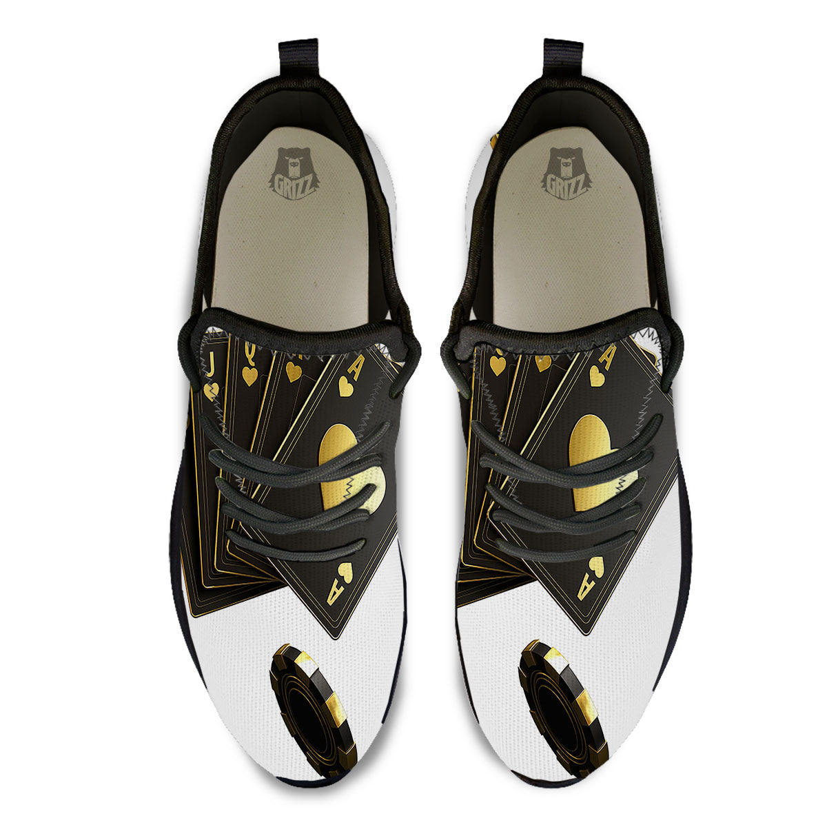 Poker Cards Print Black Athletic Shoes-grizzshop