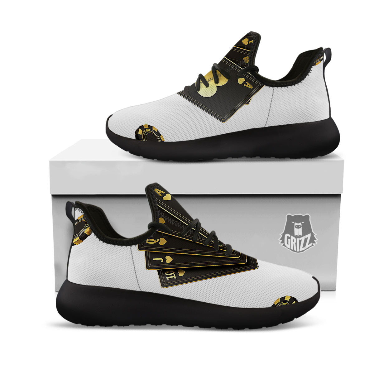 Poker Cards Print Black Athletic Shoes-grizzshop