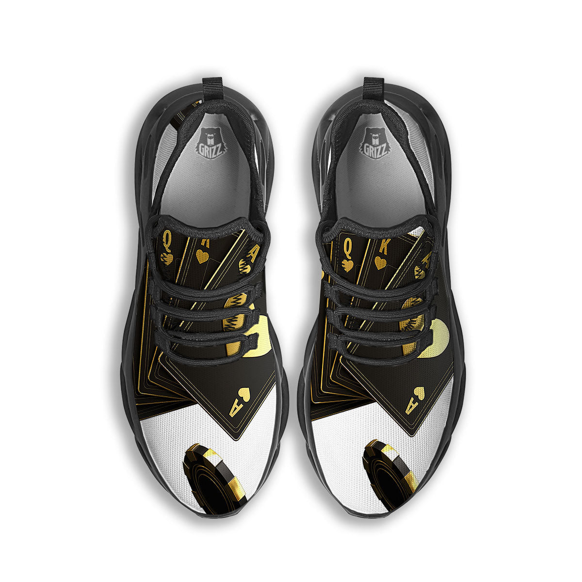 Poker Cards Print Black Running Shoes-grizzshop