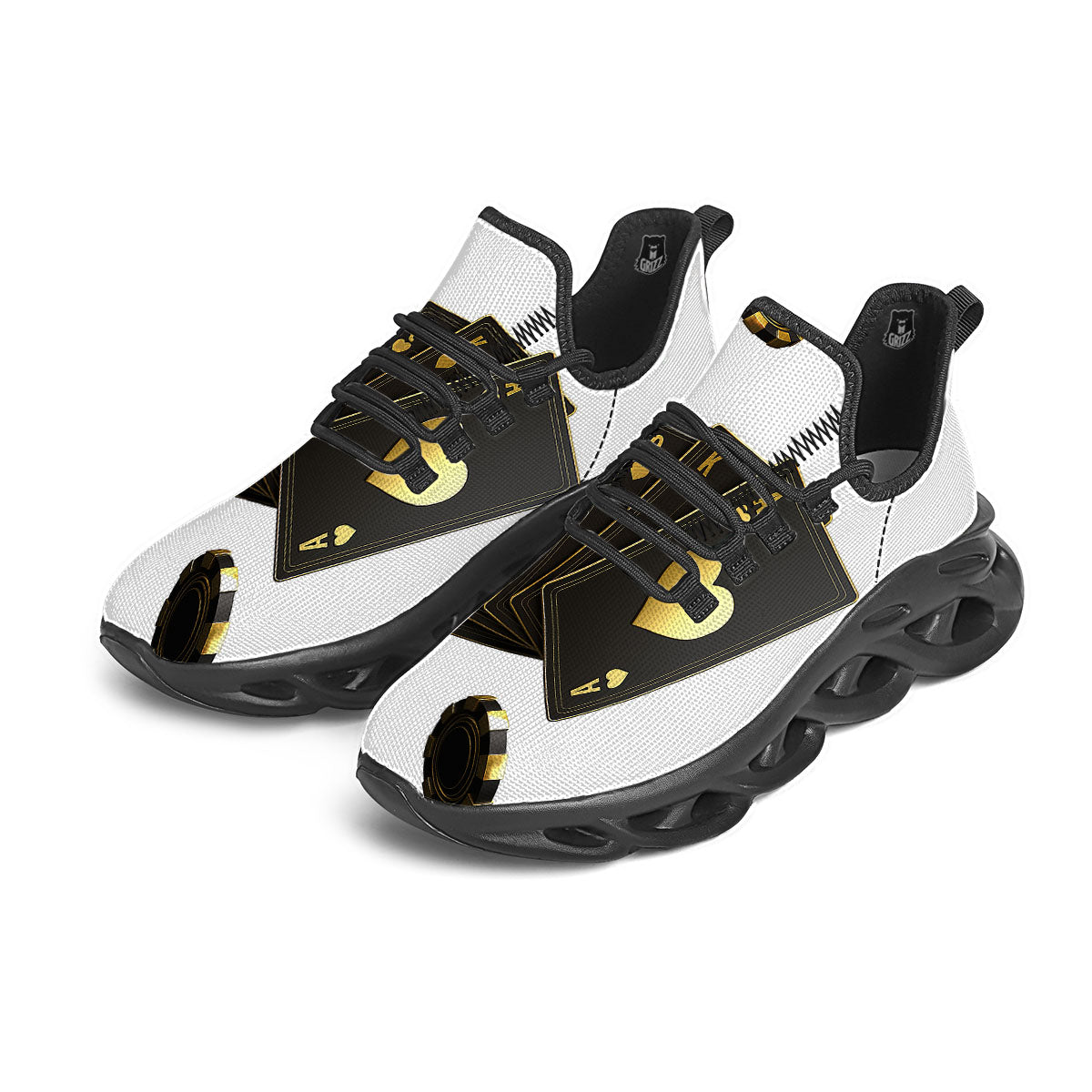 Poker Cards Print Black Running Shoes-grizzshop
