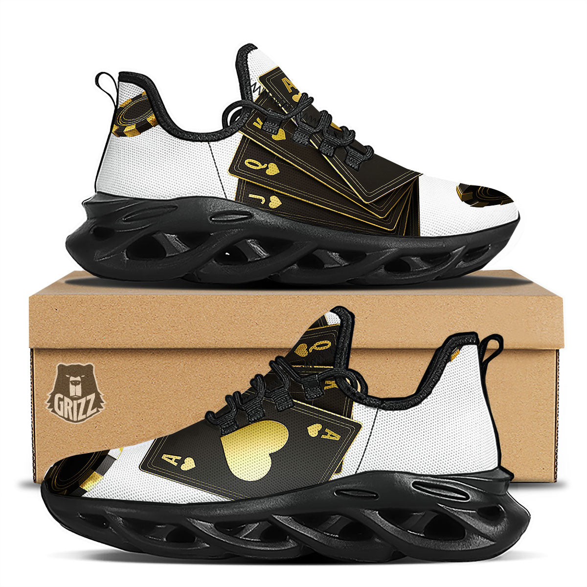 Poker Cards Print Black Running Shoes-grizzshop