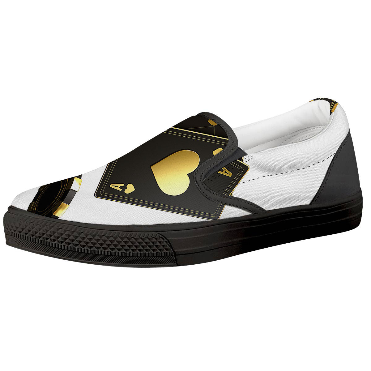 Poker Cards Print Black Slip On Shoes-grizzshop