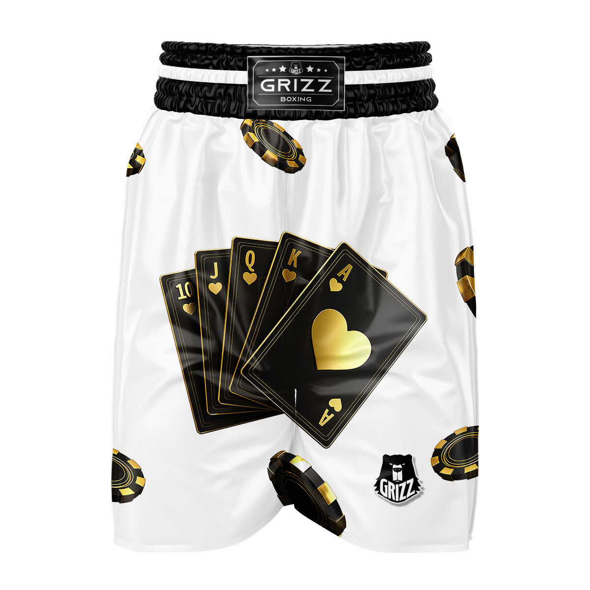 Poker Cards Print Boxing Shorts-grizzshop