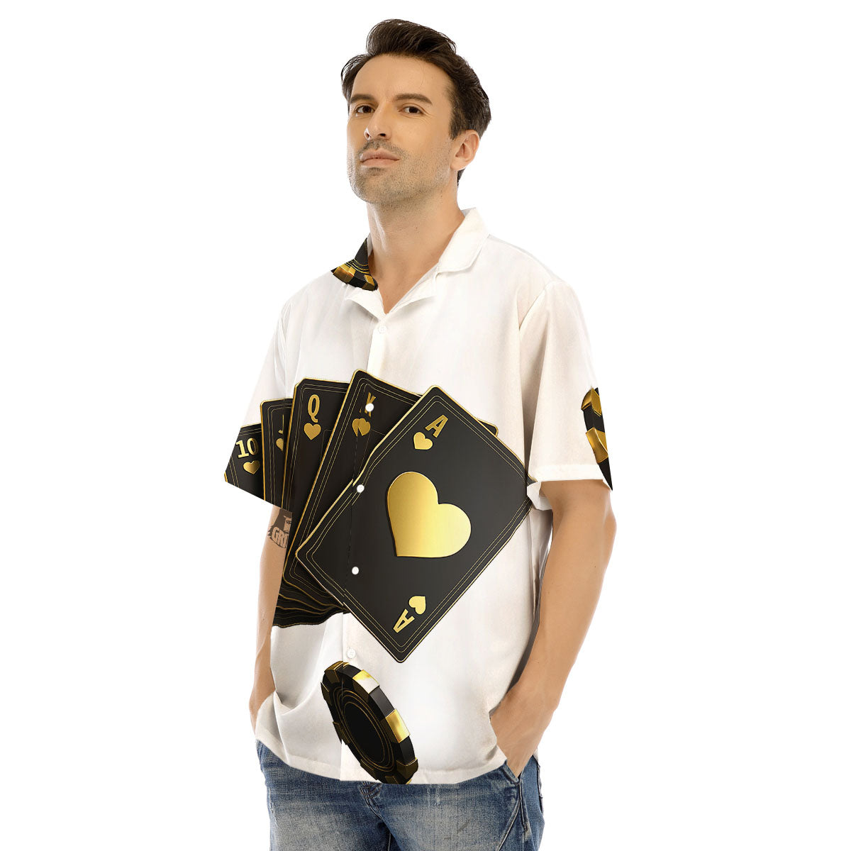 Poker Cards Print Men's Hawaiian Shirt-grizzshop