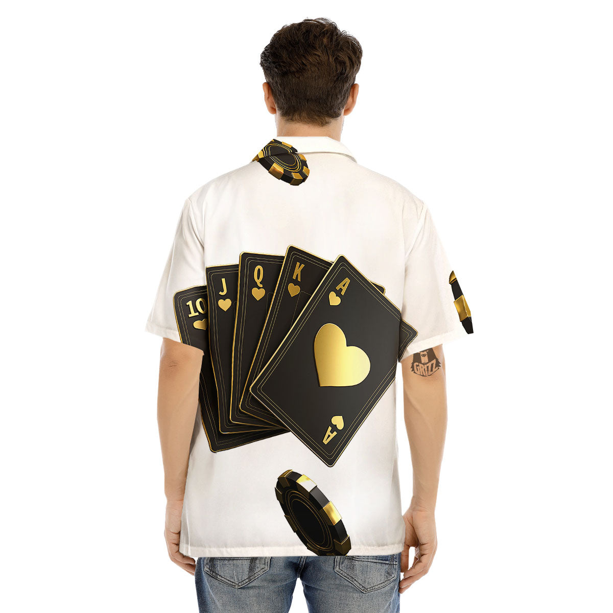 Poker Cards Print Men's Hawaiian Shirt-grizzshop