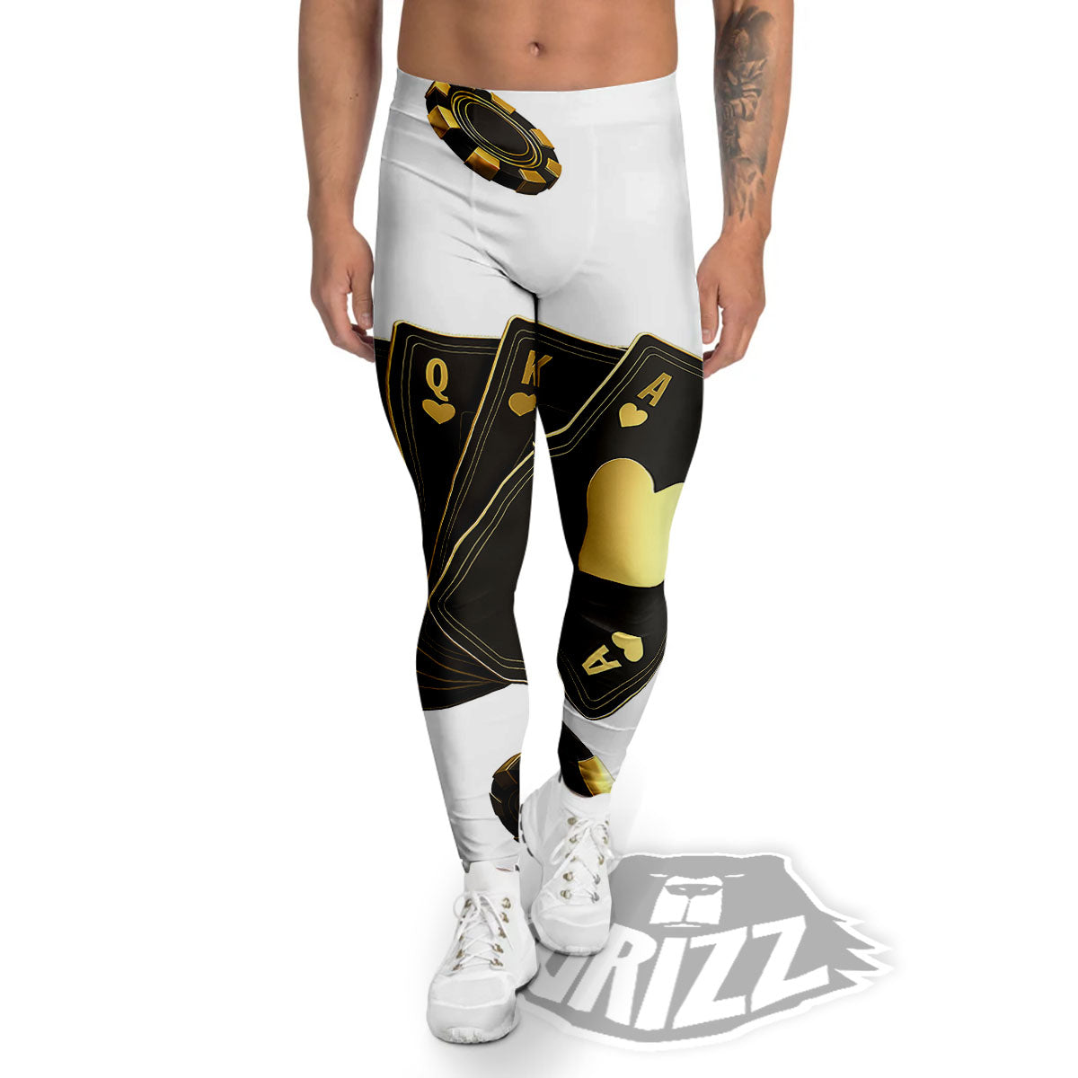 Poker Cards Print Men's Leggings-grizzshop