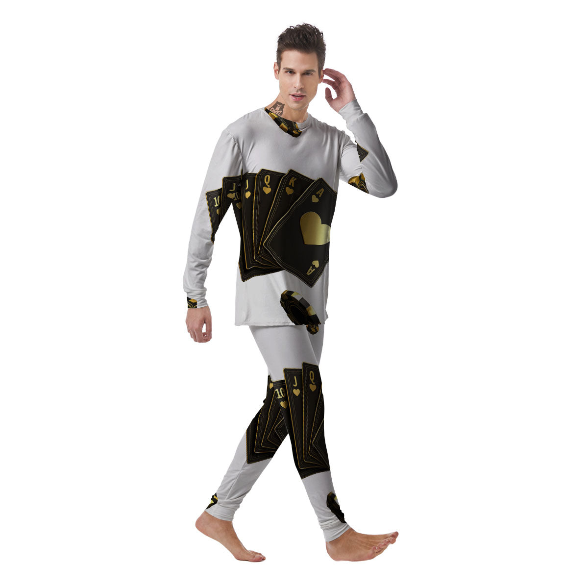 Poker Cards Print Men's Pajamas-grizzshop