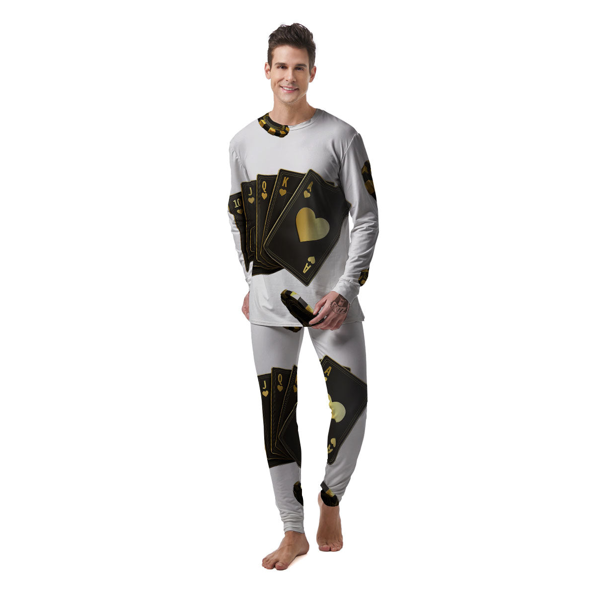 Poker Cards Print Men's Pajamas-grizzshop