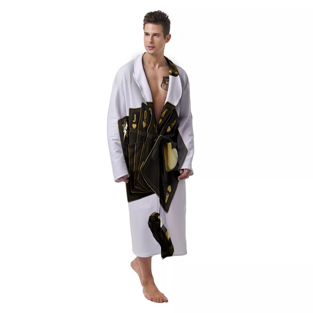 Poker Cards Print Men's Robe-grizzshop