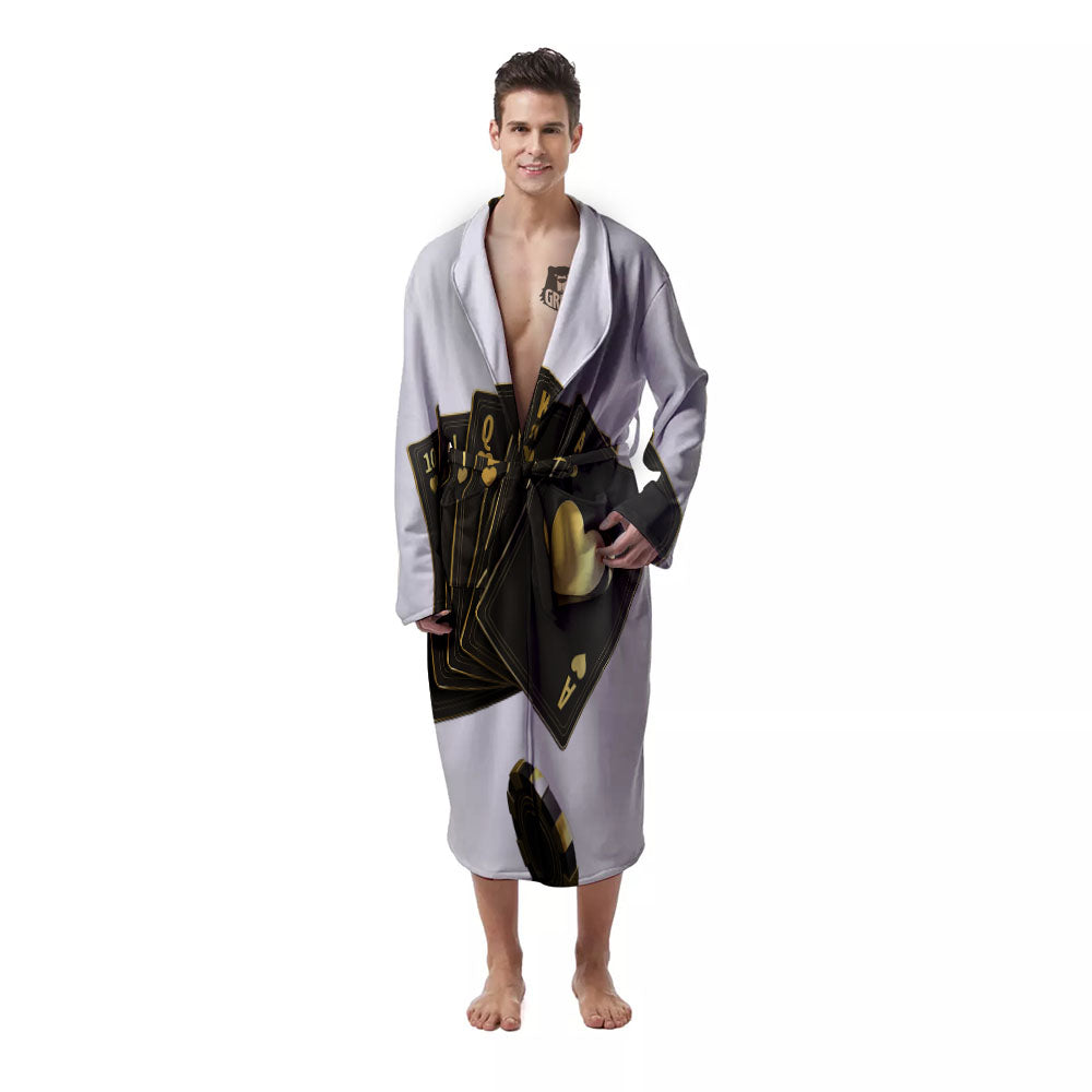 Poker Cards Print Men's Robe-grizzshop