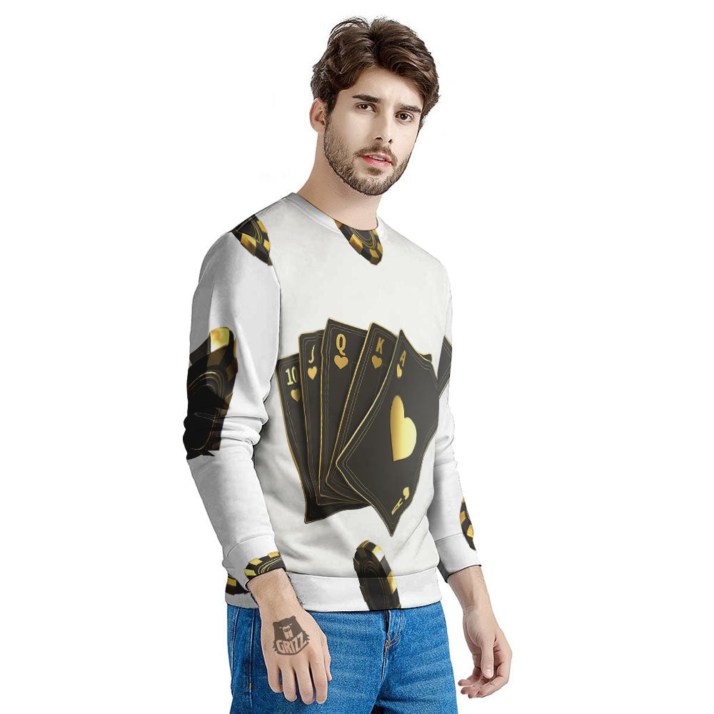 Poker Cards Print Men's Sweatshirt-grizzshop