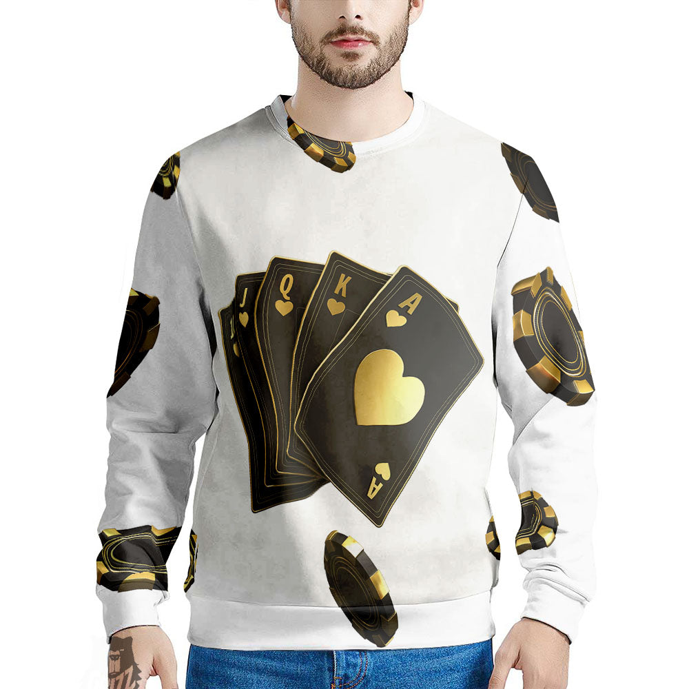 Poker Cards Print Men's Sweatshirt-grizzshop