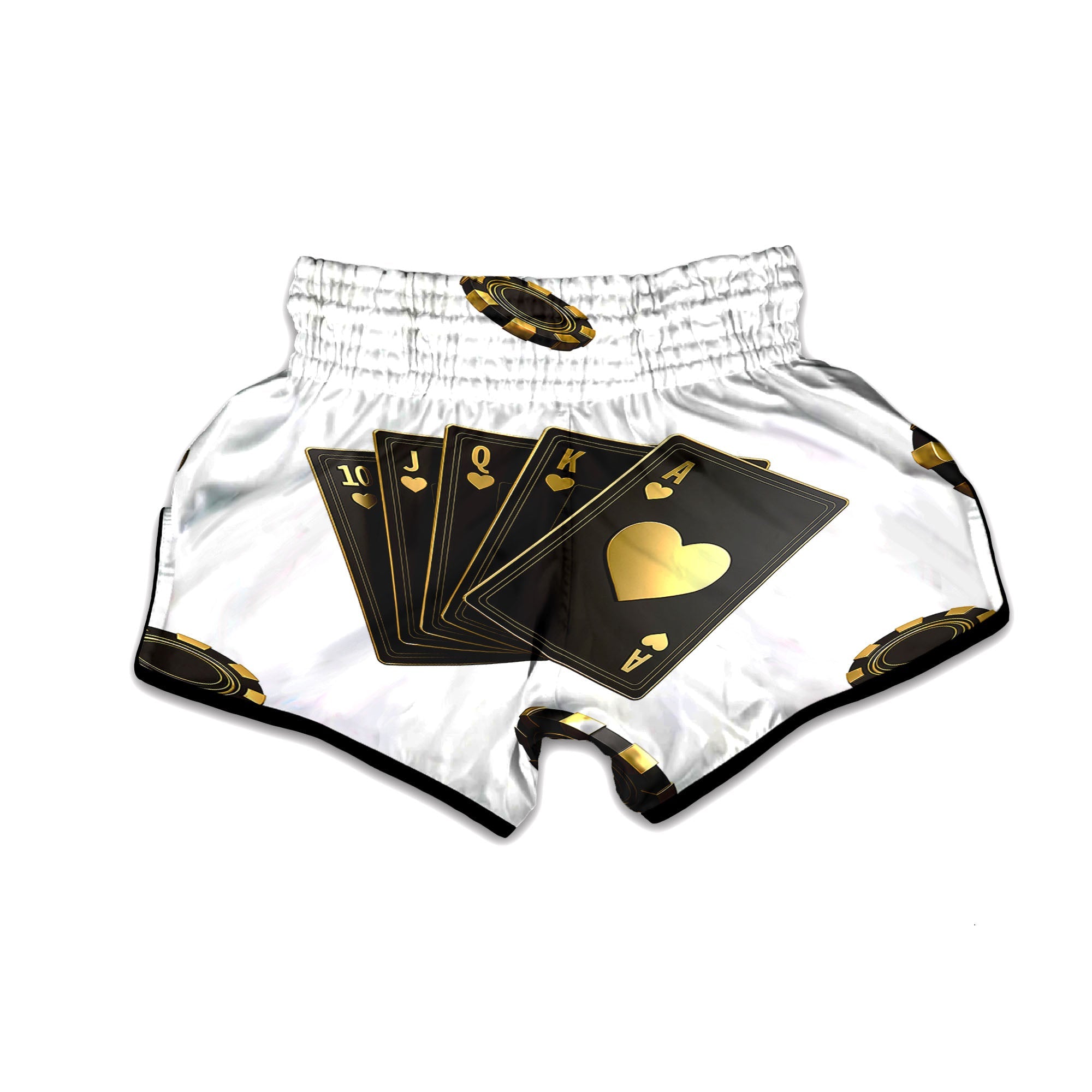 Poker Cards Print Muay Thai Boxing Shorts-grizzshop