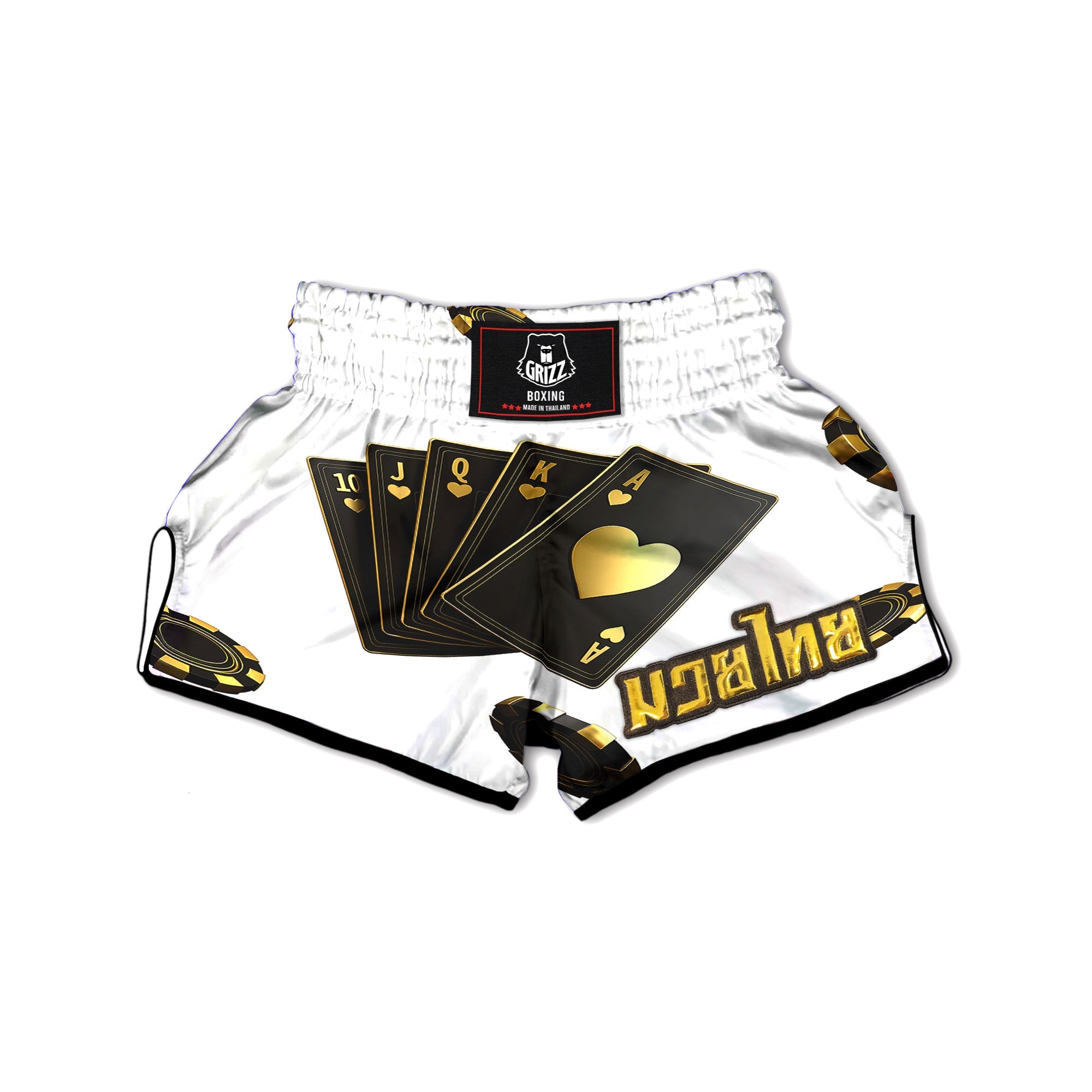 Poker Cards Print Muay Thai Boxing Shorts-grizzshop