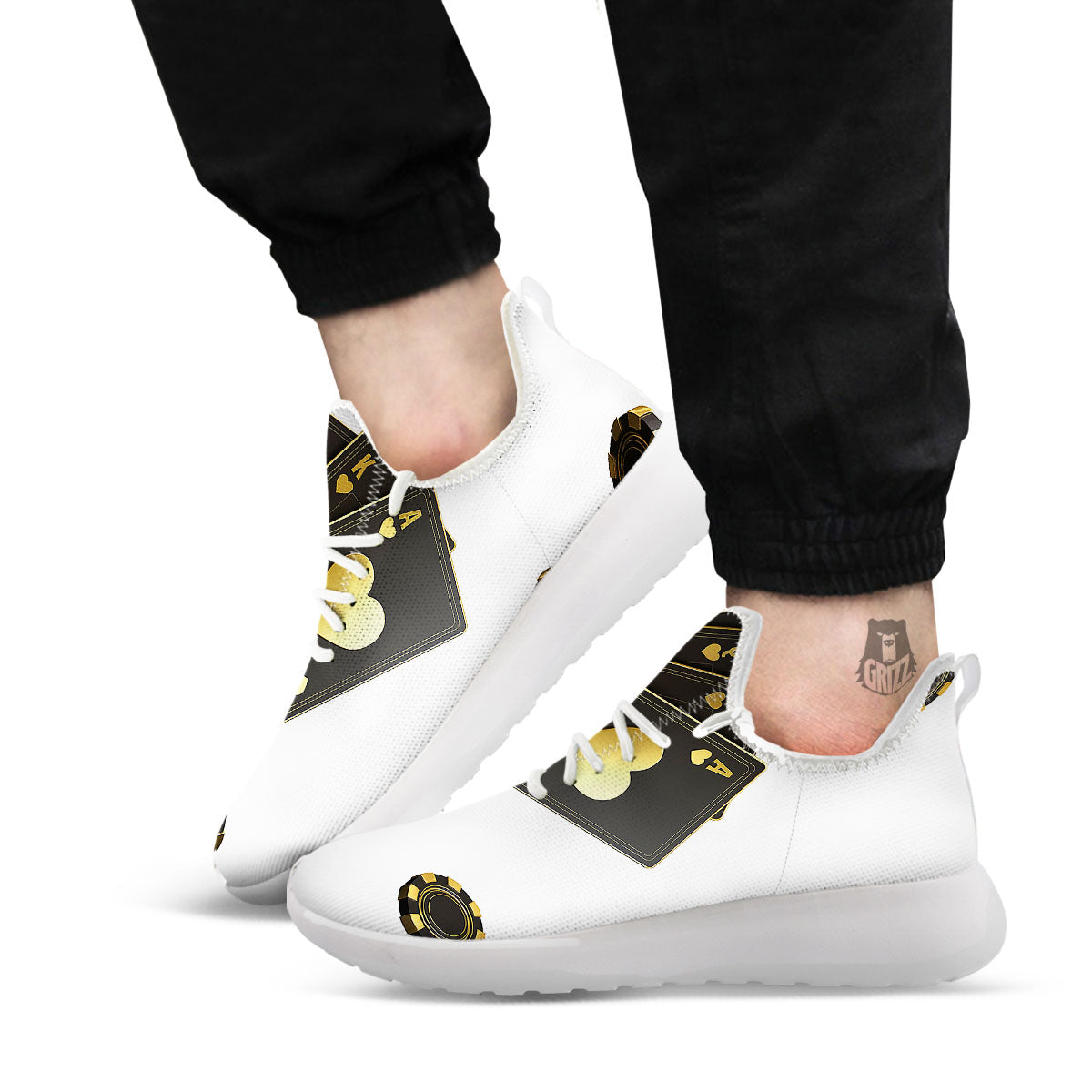 Poker Cards Print White Athletic Shoes-grizzshop