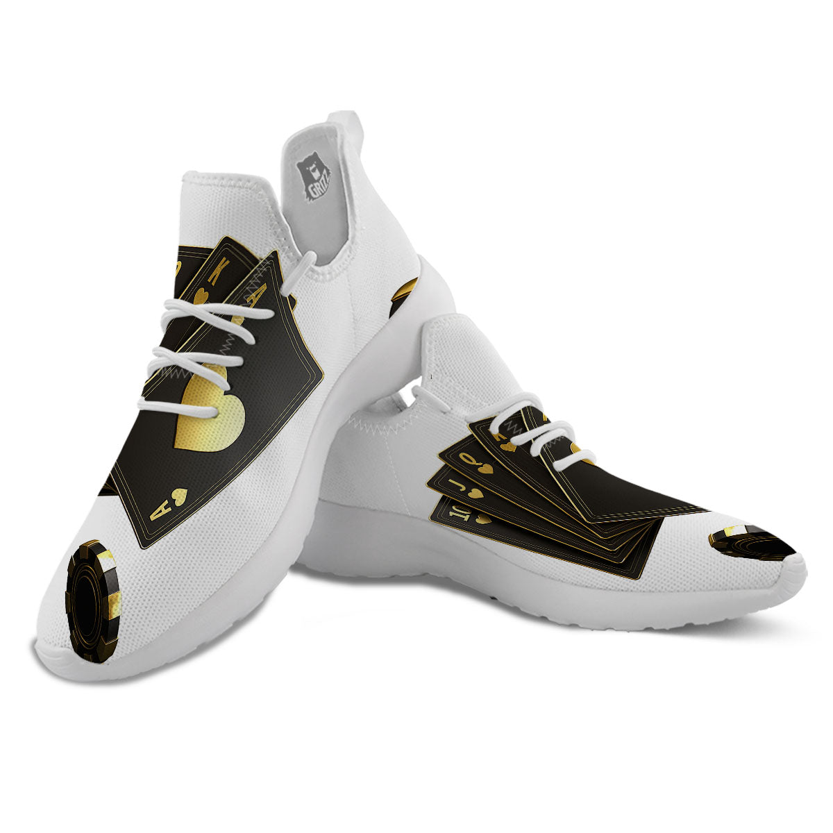 Poker Cards Print White Athletic Shoes-grizzshop