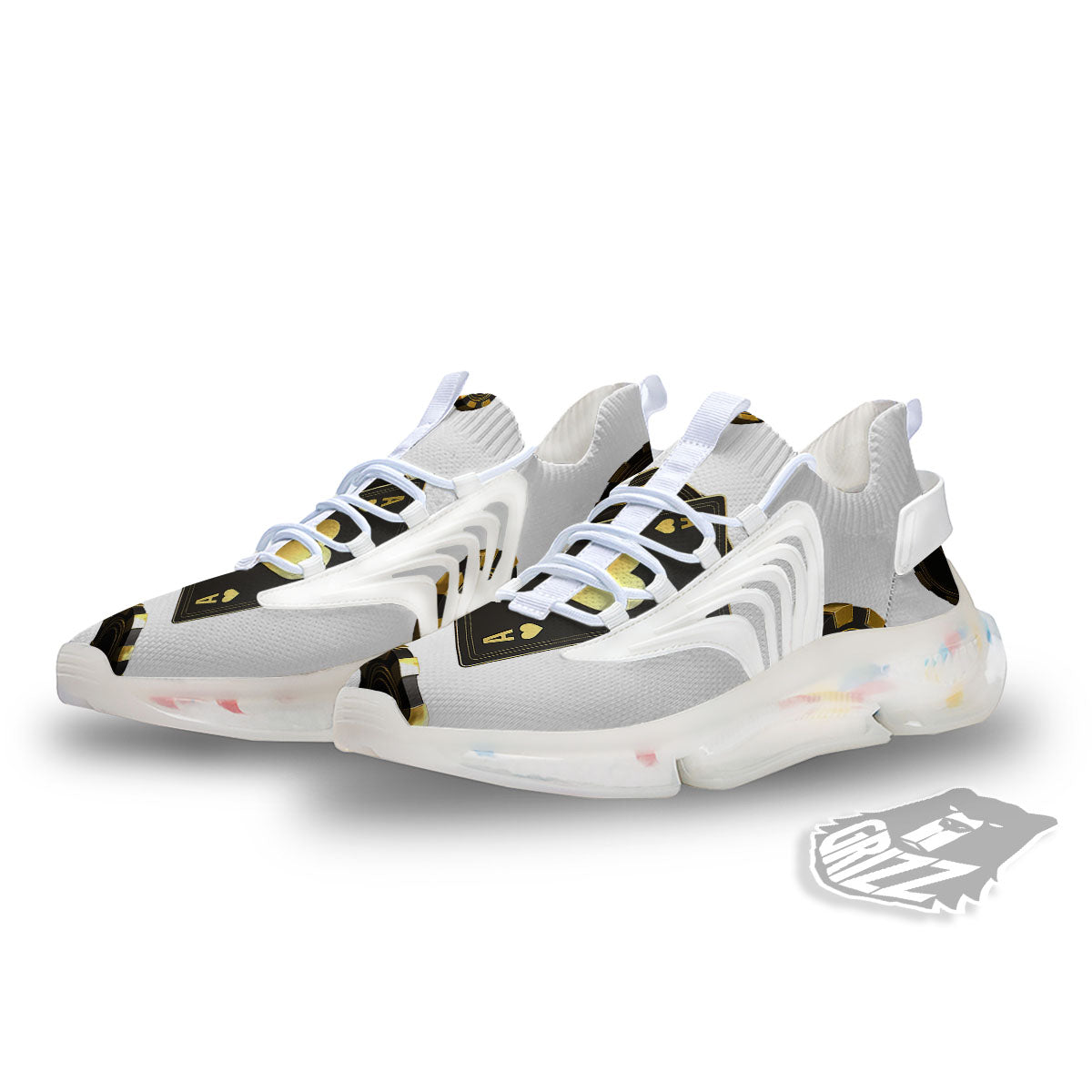 Poker Cards Print White Gym Shoes-grizzshop