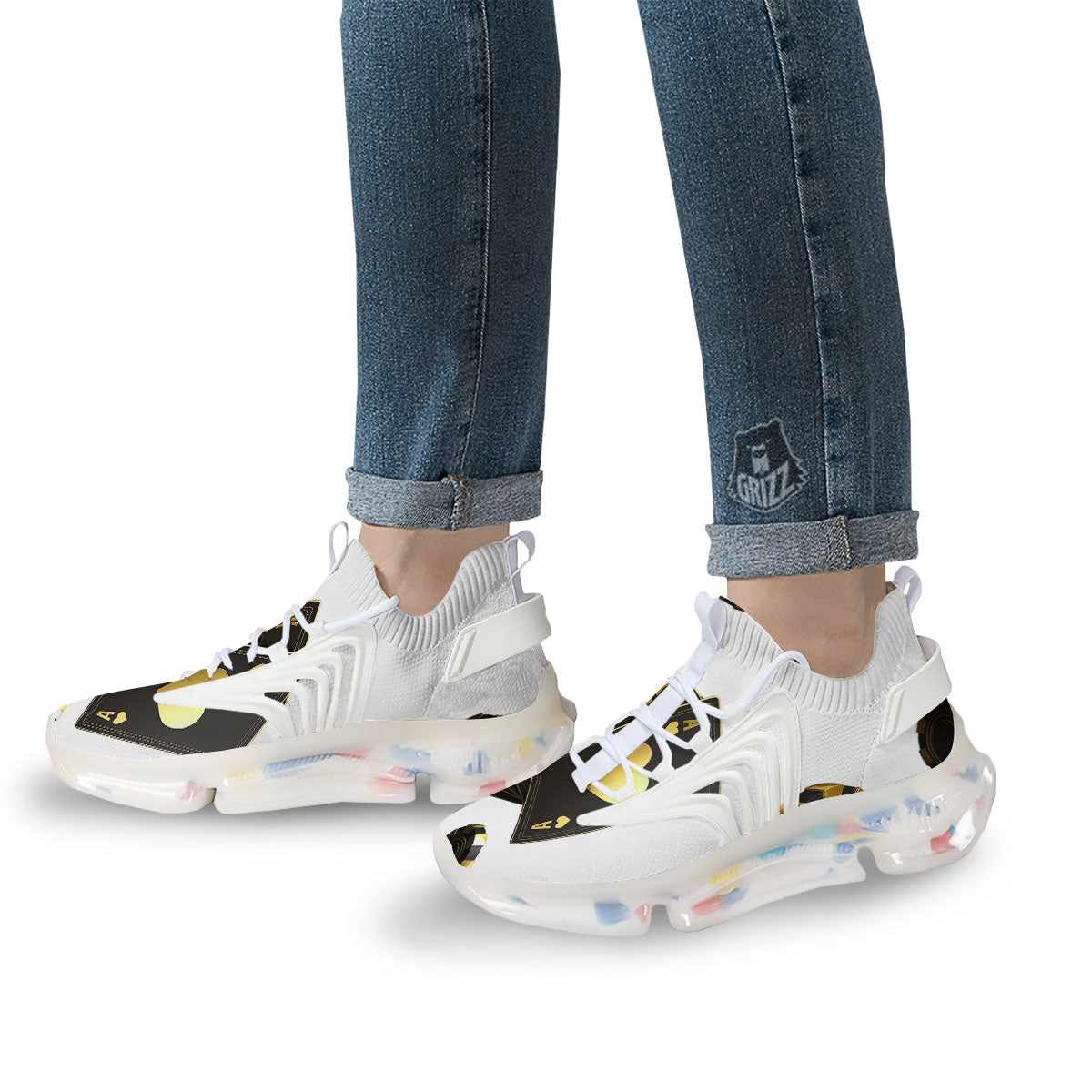 Poker Cards Print White Gym Shoes-grizzshop