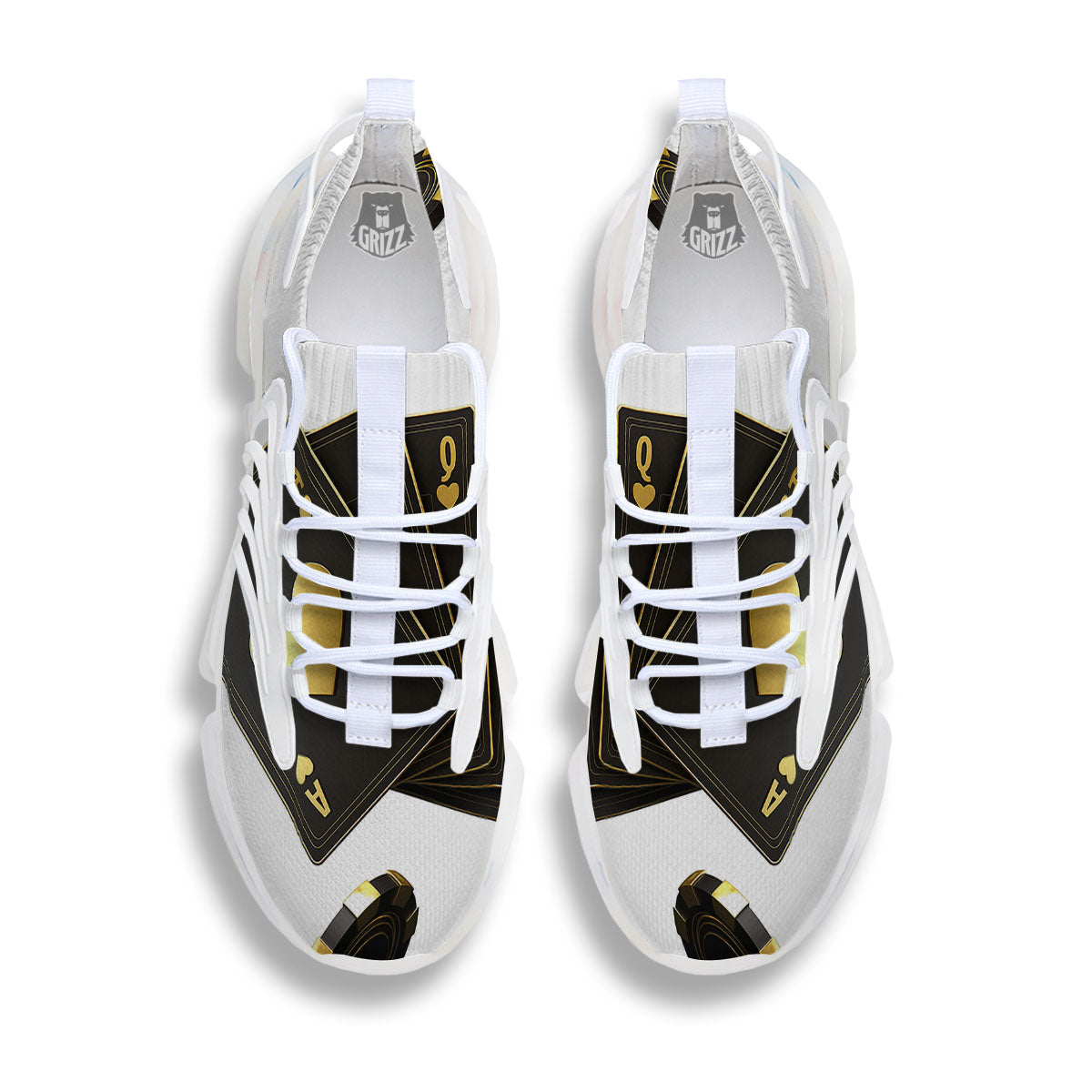 Poker Cards Print White Gym Shoes-grizzshop