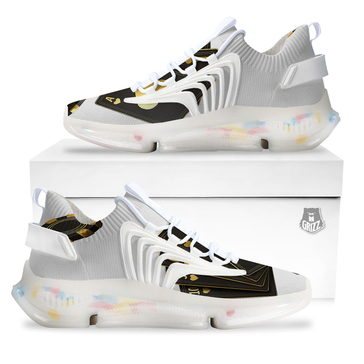 Poker Cards Print White Gym Shoes-grizzshop