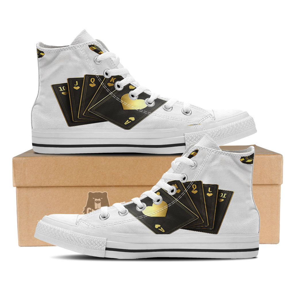 Poker Cards Print White High Top Shoes-grizzshop