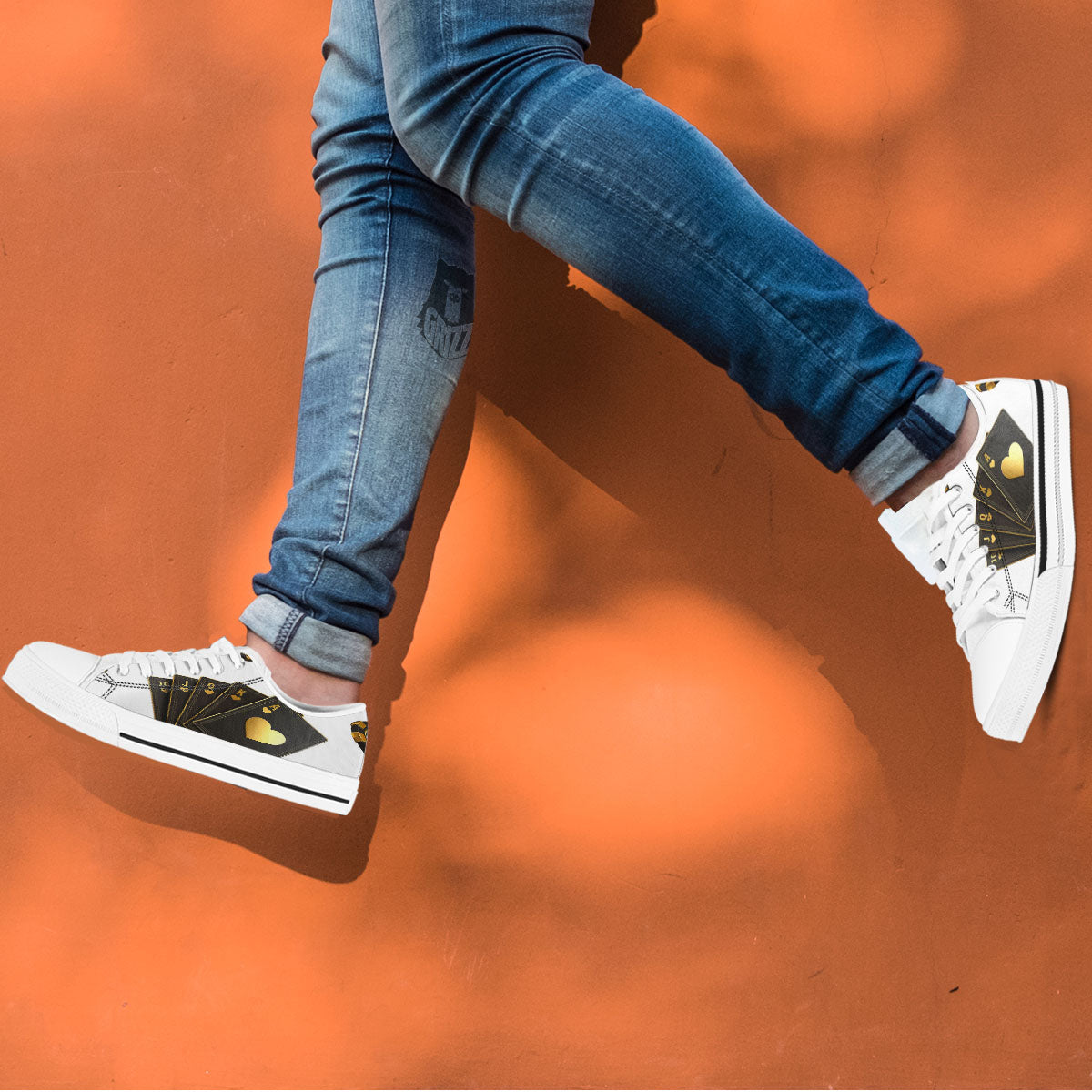 Poker Cards Print White Low Top Shoes-grizzshop