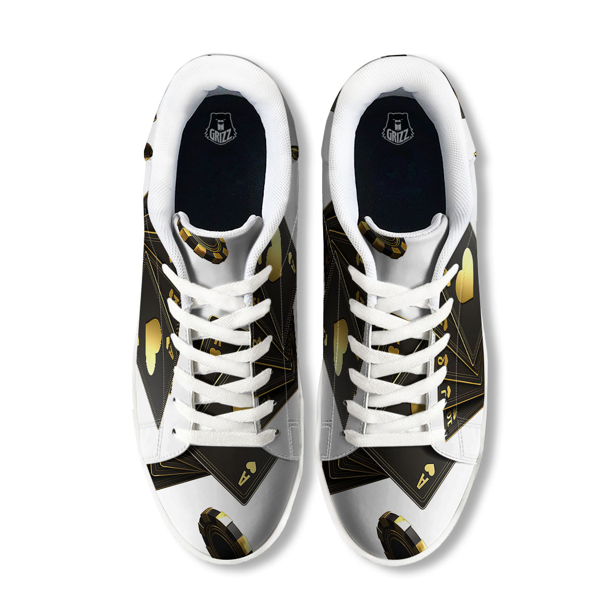 Poker Cards Print White Low Top Sneakers-grizzshop
