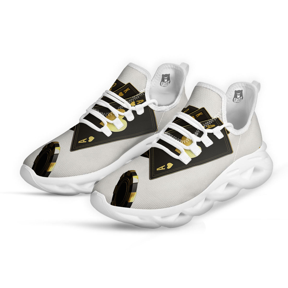 Poker Cards Print White Running Shoes-grizzshop