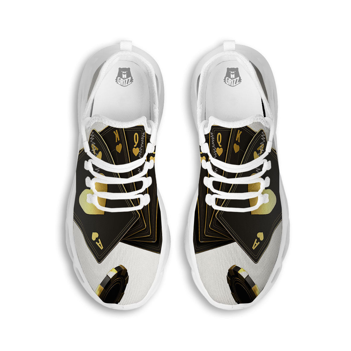 Poker Cards Print White Running Shoes-grizzshop