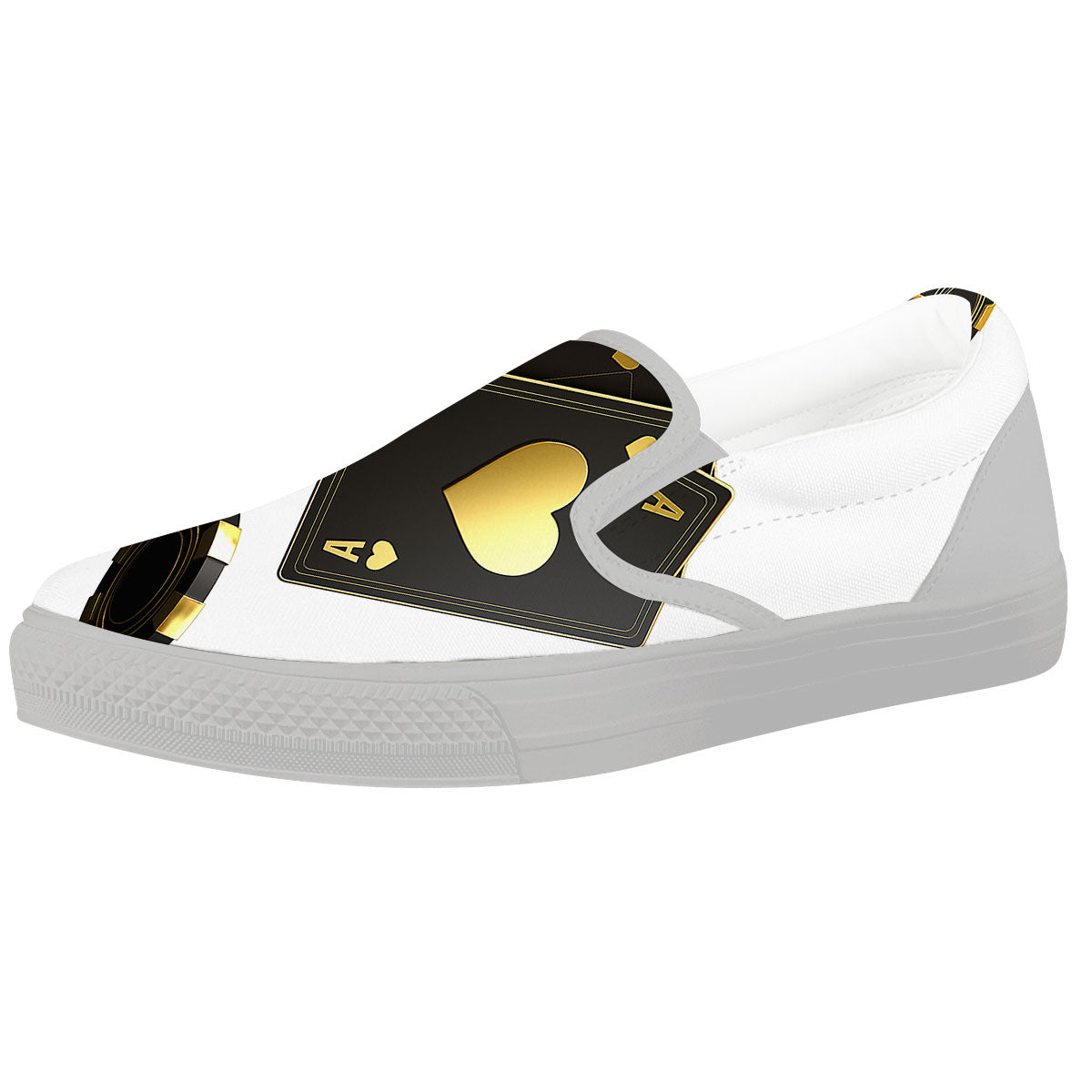 Poker Cards Print White Slip On Shoes-grizzshop
