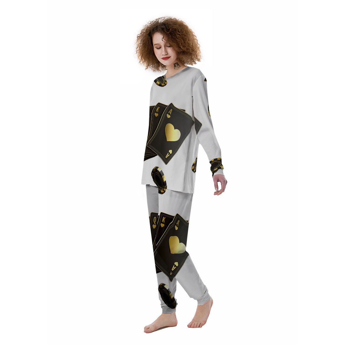 Poker Cards Print Women's Pajamas-grizzshop