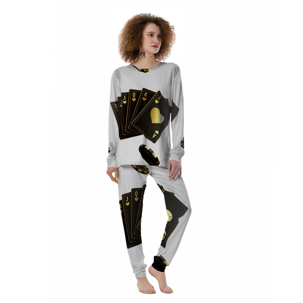 Poker Cards Print Women's Pajamas-grizzshop