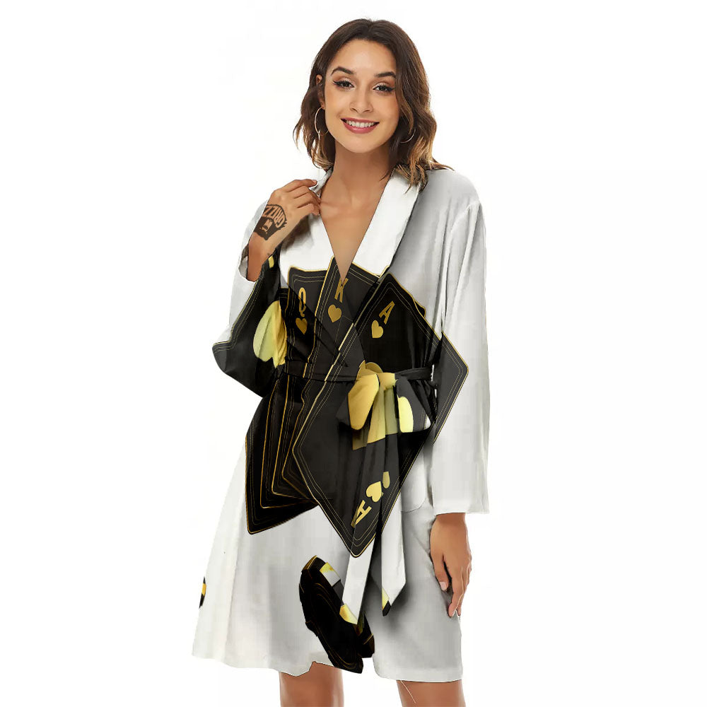 Poker Cards Print Women's Robe-grizzshop