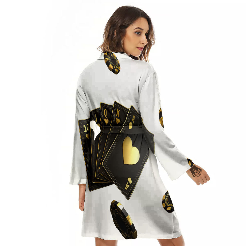 Poker Cards Print Women's Robe-grizzshop