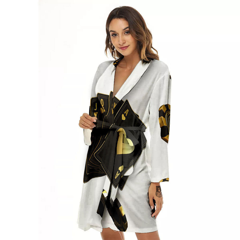 Poker Cards Print Women's Robe-grizzshop