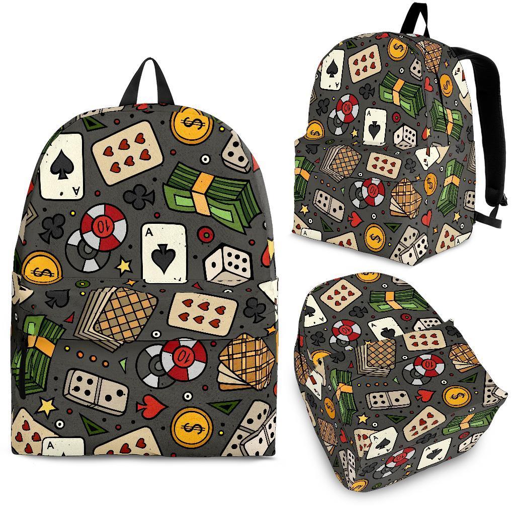 Poker Casino Pattern Print Backpack-grizzshop