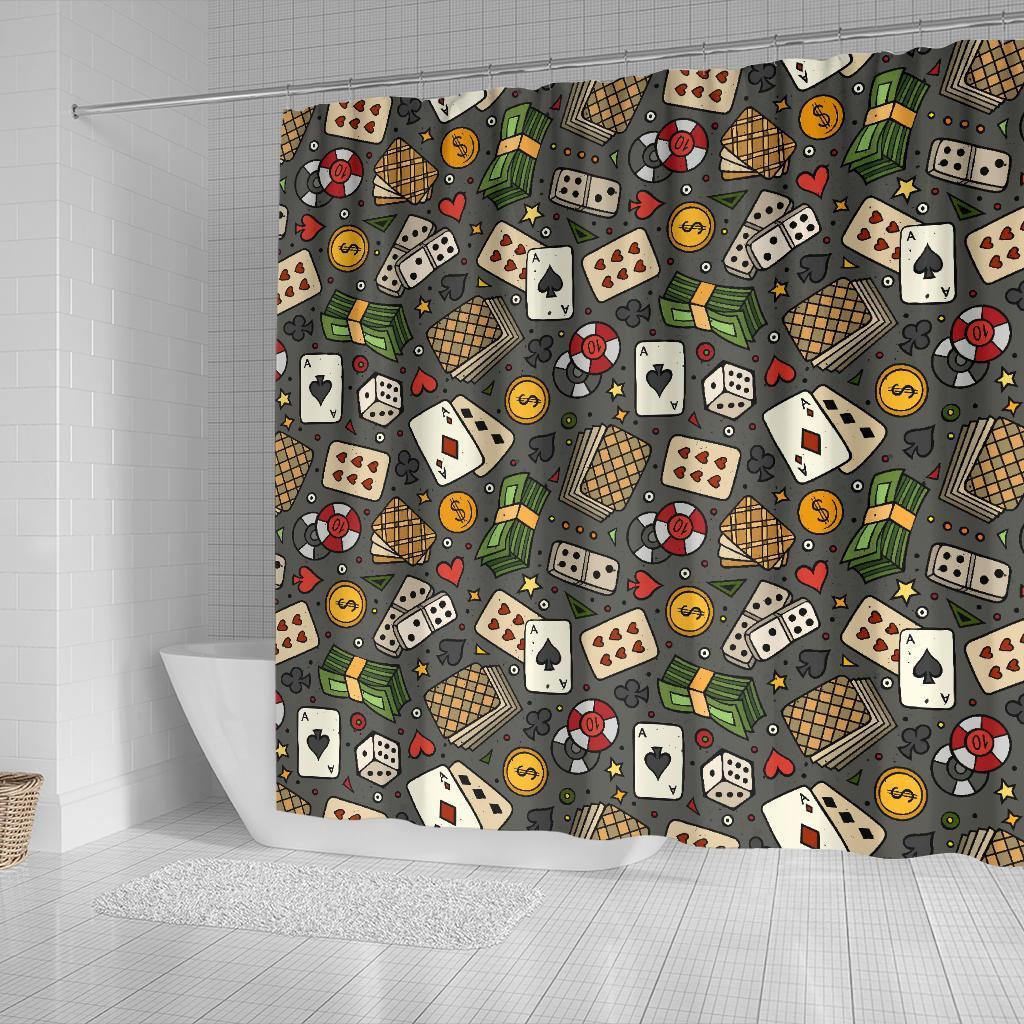 Poker Casino Pattern Print Bathroom Shower Curtain-grizzshop