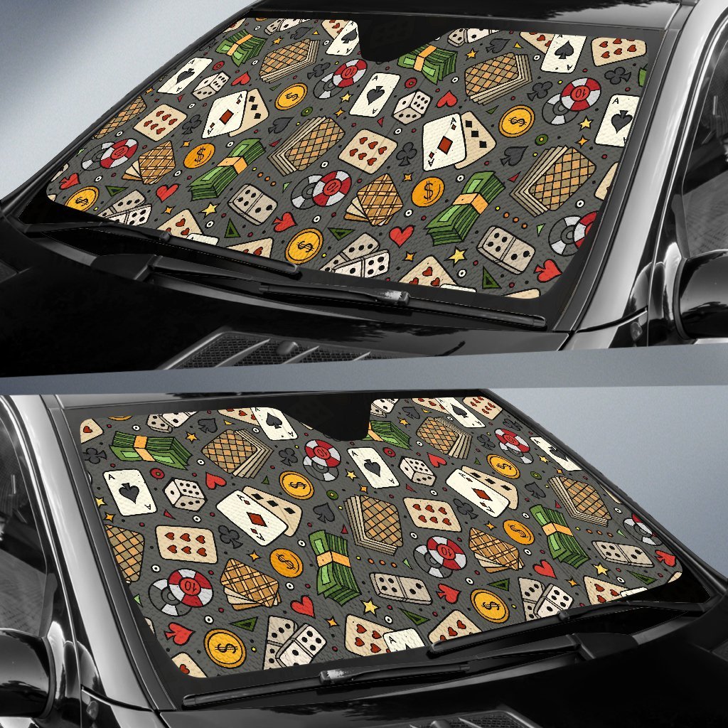 Poker Casino Pattern Print Car Sun Shade-grizzshop